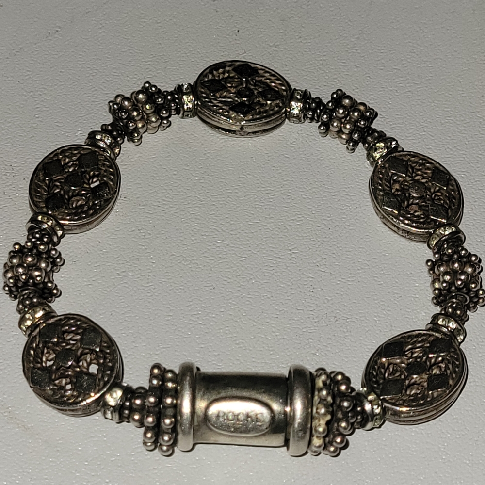 Rocke Solid Sterling Silver Beaded Bracelet - image 4